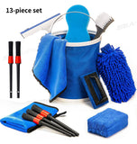 SEAMETAL 13pcs Car Cleaning Brush Set Car Detail Cleaning Gloves with Towel Sponge