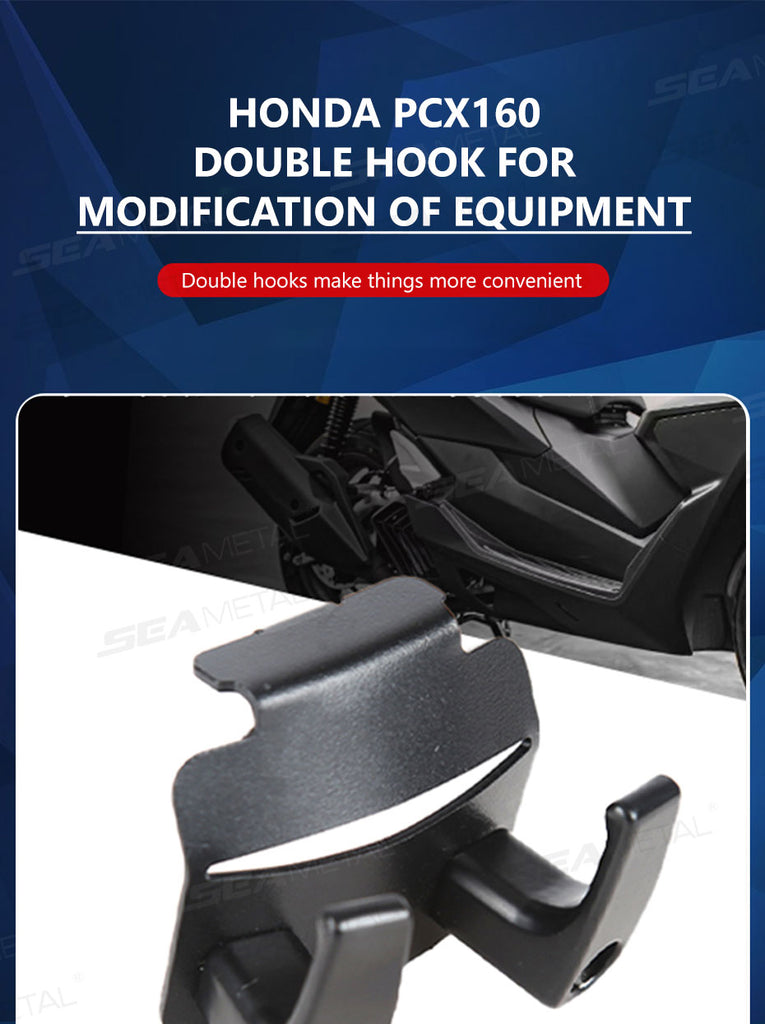 SEAMETAL Honda PCX160 Modified Double Hook Stainless Steel Storage Hook Luggage Motorcycle Accessories
