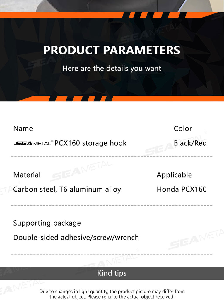 SEAMETAL Honda PCX160 Modified Double Hook Stainless Steel Storage Hook Luggage Motorcycle Accessories