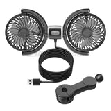SEAMETAL Dual Head Car Fan Rotatable Rear Seat Dual Fan USB Rechargeable 3-Speed Adjustable Air Cooling Fan