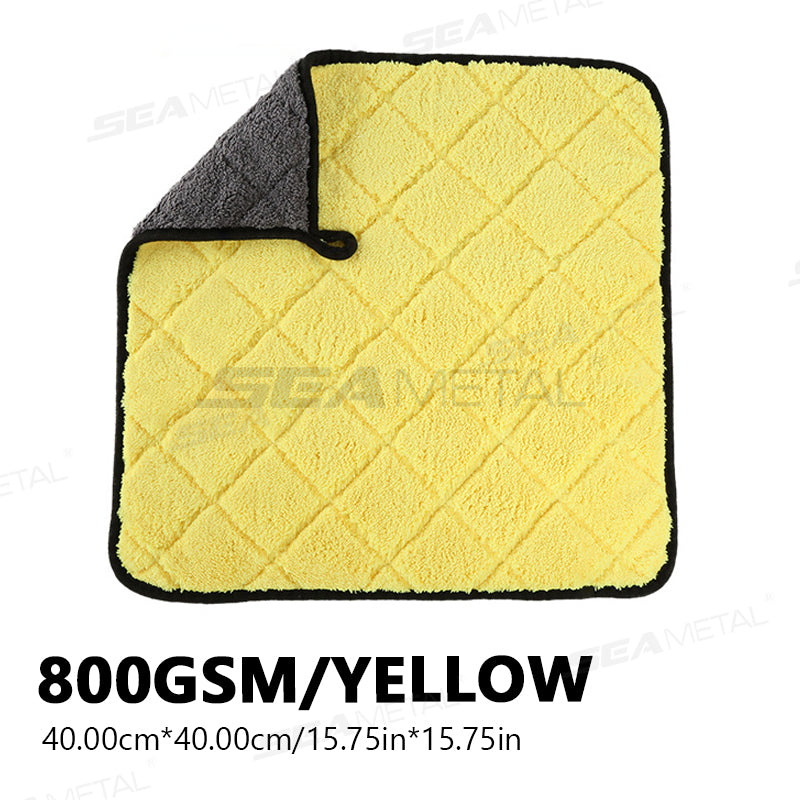 SEAMETAL Car Cleaning Towel 800GSM Coral Fleece Super Absorbent Double-sided Thick