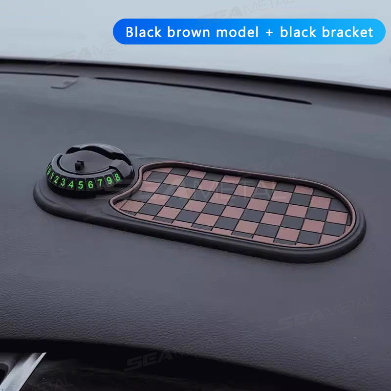 Car Anti-Slip Mat, 360° Rotatable Multifunctional Car Dashboard Mobile Phone Holder with Temporary Parking Number,