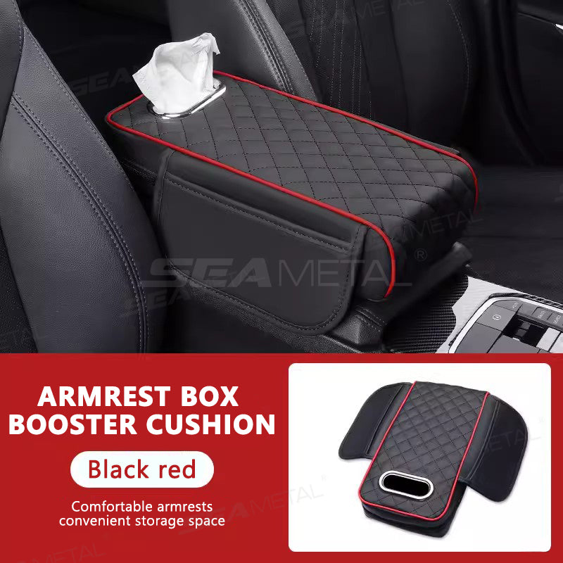 SEAMETAL Universal Car Armrest Console Pad with Tissue Holder Elbow Rest Cushion