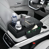 SEAMETAL Car Armrest Box Cushion Leather Height Increasing With Cup Holder