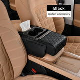 Car Armrest Cushion,5-in-1 Center Console Cover with 2 Storage Bags Cup Holder, Tissue Box Slot