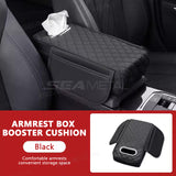 SEAMETAL Universal Car Armrest Console Pad with Tissue Holder Elbow Rest Cushion