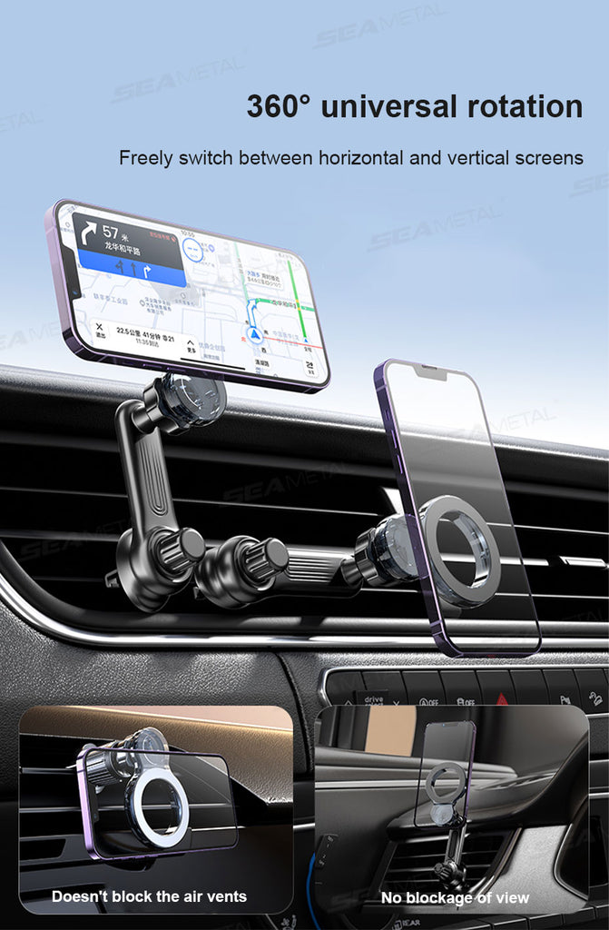 SEAMETAL Magnetic Car Phone Holder 360° Rotation Adjustable Dashboard Stand