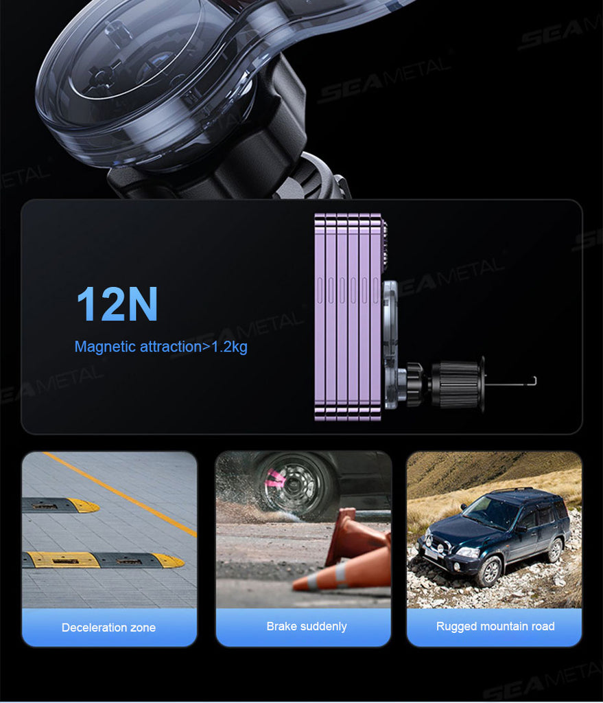 SEAMETAL Magnetic Car Phone Holder 360° Rotation Adjustable Dashboard Stand