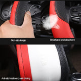 Leather Car Steering Wheel Cover, Non-Slip Car Wheel Cover Protector Breathable Microfiber Leather Universal Fit