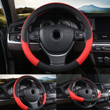 Leather Car Steering Wheel Cover, Non-Slip Car Wheel Cover Protector Breathable Microfiber Leather Universal Fit