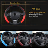 Leather Car Steering Wheel Cover, Non-Slip Car Wheel Cover Protector Breathable Microfiber Leather Universal Fit