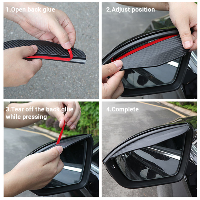 2 Pcs Carbon Fiber Car Side Mirror Rain Eyebrow Guard, Car Rearview Mirror Rain Brow, Waterproof Rearview Mirror
