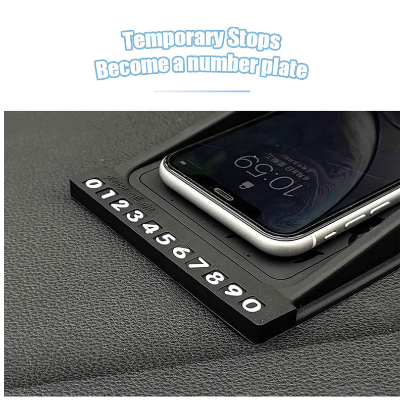 SEAMETAL Anti Slip Mat Car Phone Holder Multi-functional Mobile Phone Stand With Car Parking Number Plate Car Interior Gadgets