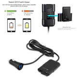 4 Multi Ports Car Charger Adapter with 5FT Cable for Back Seat Charging