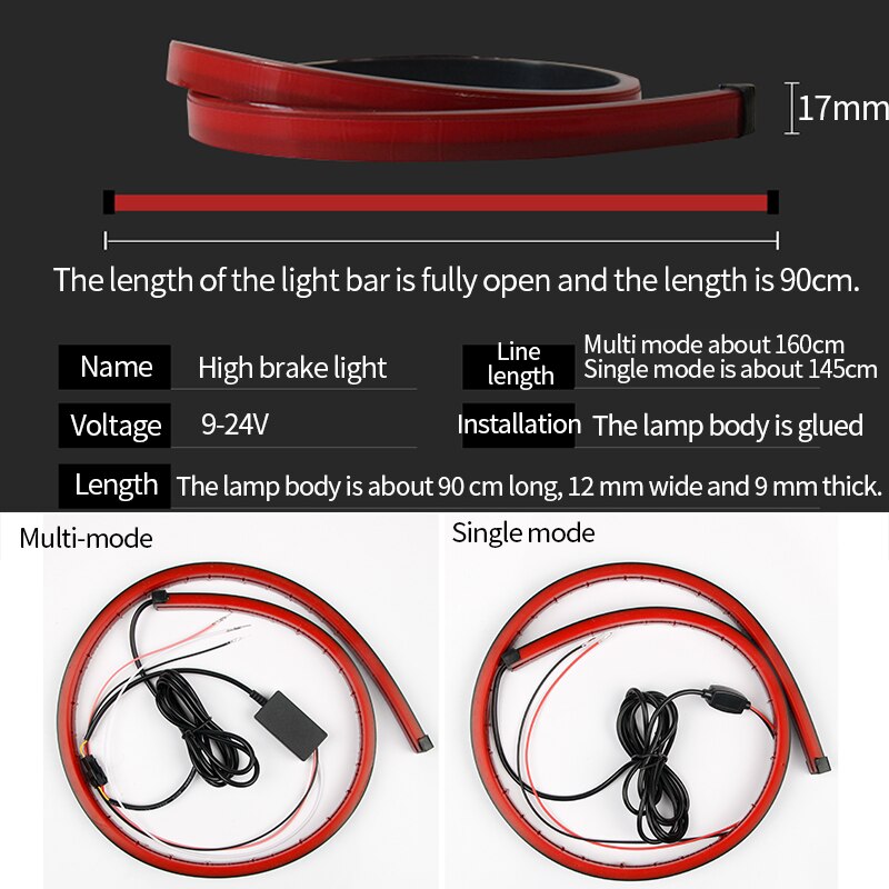 Car Styling Rear Additional Stop LED Lights With Turn Signal Running Light Brake Flexible Strips