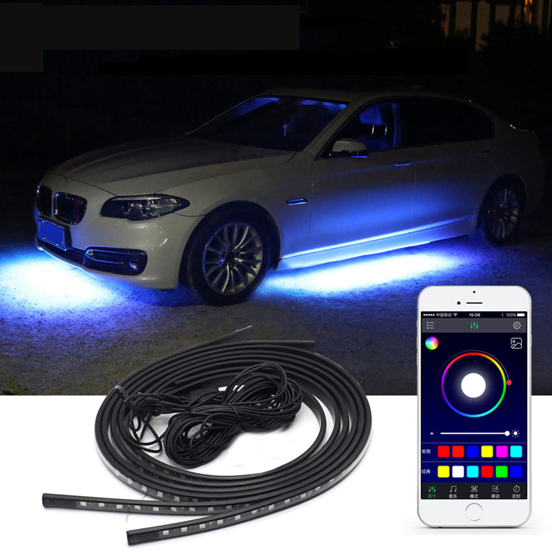 Car Underglow Neon LED Strip Lights APP/Remote Control Auto Underbody RGB  Atmosphere Lamp - 2' + 3' / APP