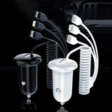 USB Car Charger with Type C/IOS/Micro USB 3-in-1 Multi Charging Cable