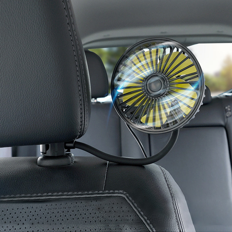 5 Blades Car Headrest Fan Adjustable Blowing Cool Flexible Hose Fan