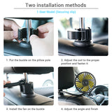 5 Blades Car Headrest Fan Adjustable Blowing Cool Flexible Hose Fan