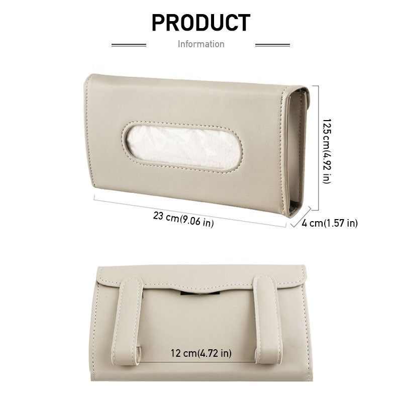 PU Leather Car Tissue Holder Universal Auto Sun Visor Napkin Holder