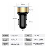 Dual USB Port Car Charger 5V 3.1A LCD Display Cigarette Lighter Adapter
