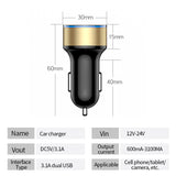 Dual USB Port Car Charger 5V 3.1A LCD Display Cigarette Lighter Adapter Red