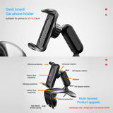 360 Degree Rotation Dashboard Cell Phone Holder for Car Clip Mount Stand Suitable for 4 to 7 inch Smartphones