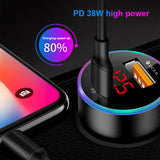 Phone Quick Charge PD+QC3.0 2 Ports Car Charger Cigarette Lighter Power Adapter