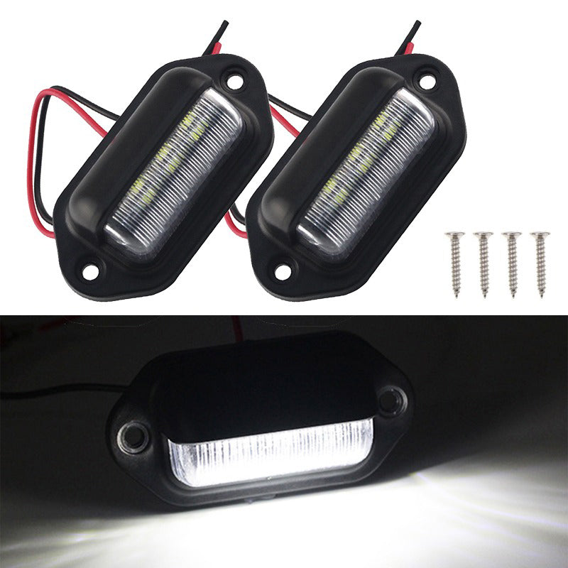 2Pcs 12V LED Number License Plate Light for Car Boats Motorcycle Exterior Lamps
