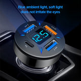 66W Quick Charge Car Phone Charger PD+QC3.0 4 Ports USB Fast Charging Cigarette Lighter Adapter Socket