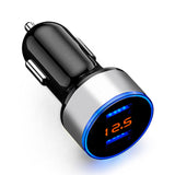 Dual USB Port Car Charger 5V 3.1A LCD Display Cigarette Lighter Adapter Silver