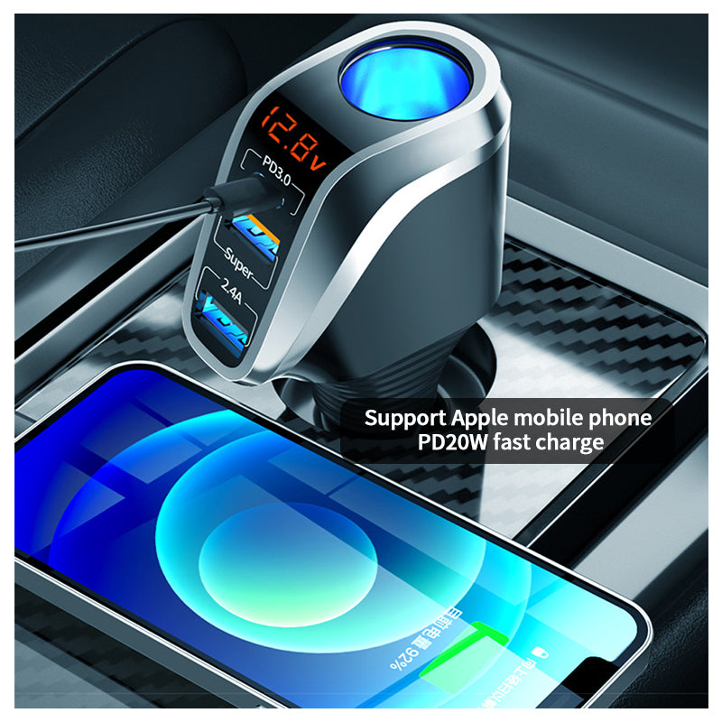 PD USB QC3.0 Car Charger Cigarette Lighter Socket Splitter Charging Adapter