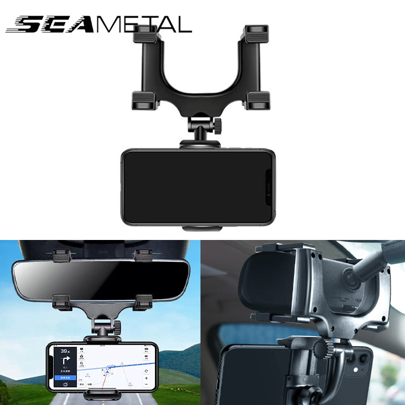 SEAMETAL Rotatable Car Phone Holder Rearview Mirror Clip Cellpone Holder Stand