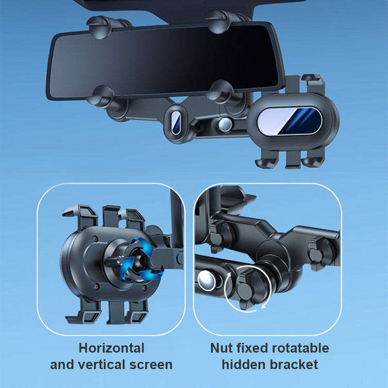 Phone Mount for Car, Rear View Mirror Phone Holder, Rotatable and Retractable Phone Holder for Car