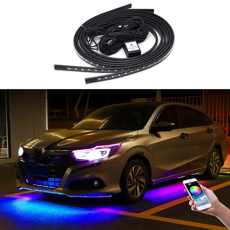 12V Car Underglow Neon Accent Strip Lights Kit APP Control RGB Waterproof Flowing Light