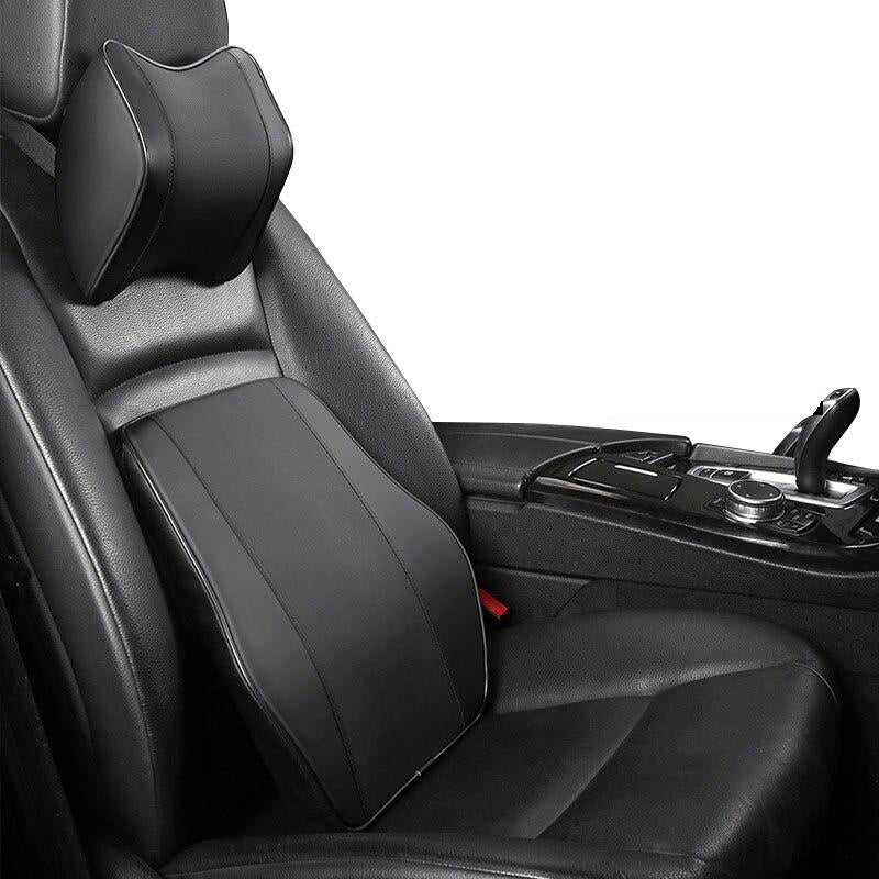 Memory Foam Car Lumbar Back Support Cushion & Headrest Pillow