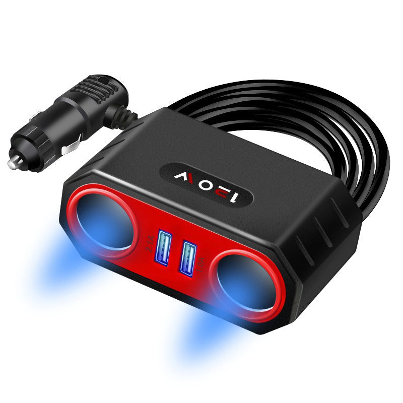 Car Charger 120W 2-Socket Cigarette Lighter Splitter QC3.0 Dual USB Ports