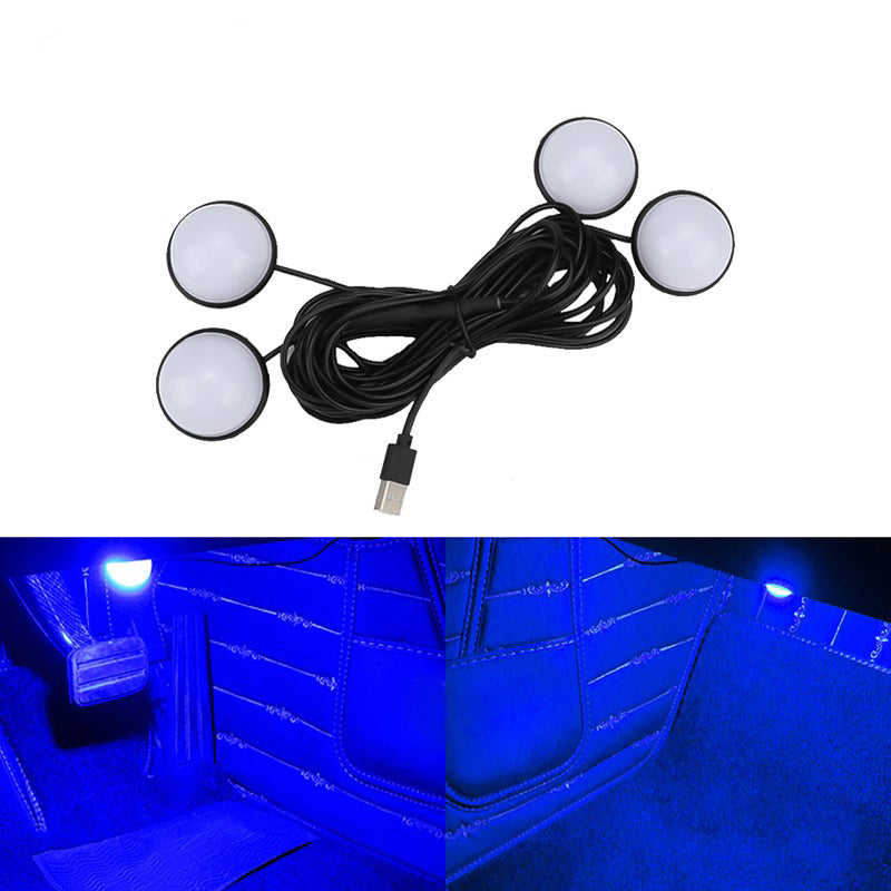 4Pcs LED Car Foot Lights Ambient Lamp 12V Auto Interior Decorative Atmosphere Light