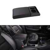 PU Leather Car Armrest Pad With Cup Holder Storage Box