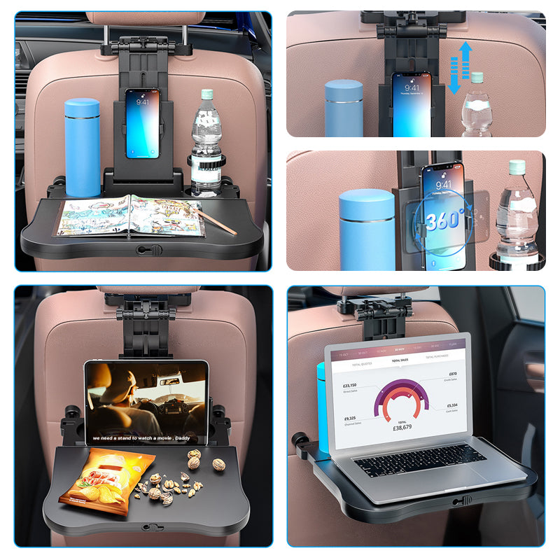 Car Auto Back Seat Folding Table Tray Food Drink Cup Holder Stand