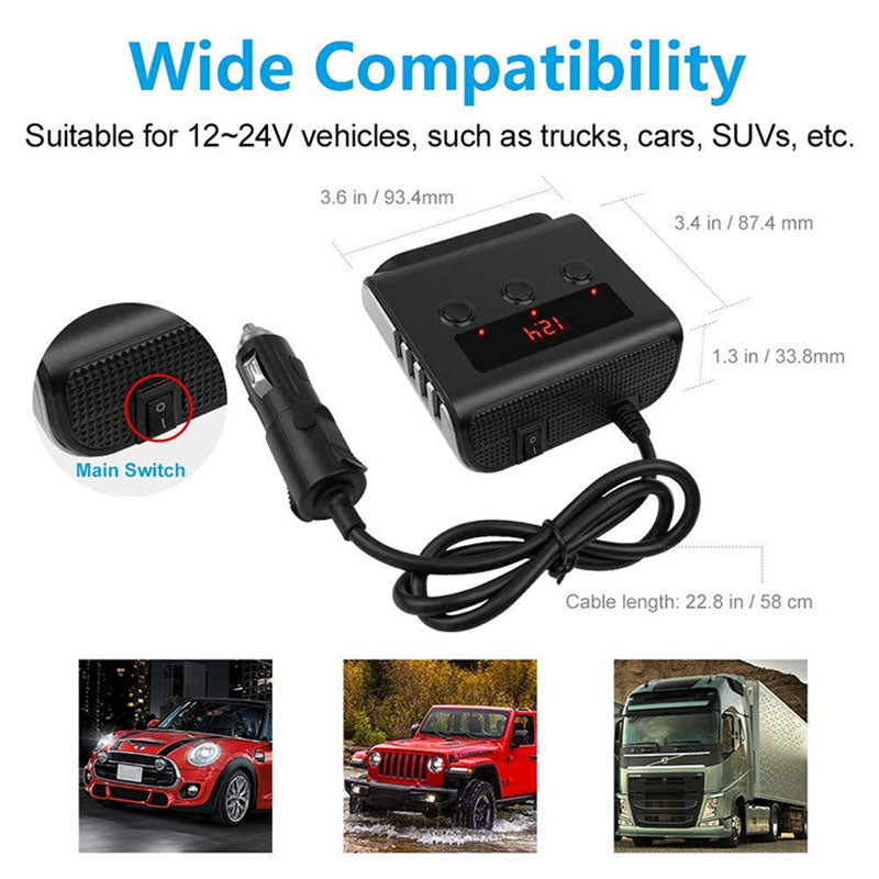 Car Cigarette Lighter 12V Auto Charger 4 USB Socket Splitter Universal