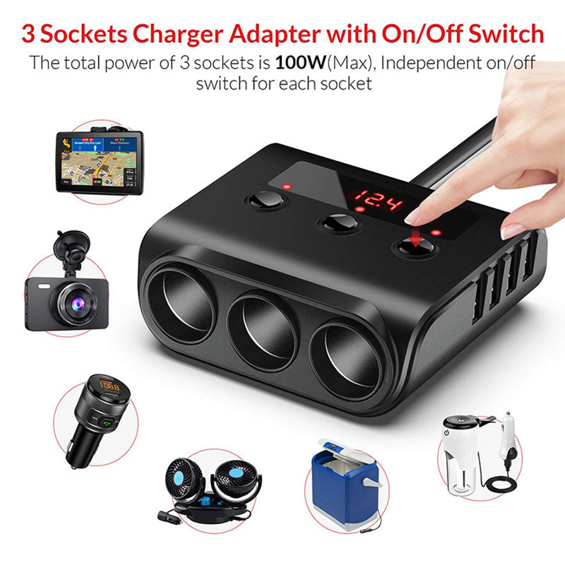 Car Cigarette Lighter 12V Auto Charger 4 USB Socket Splitter Universal