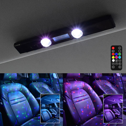 Car USB RGB Interior Atmosphere Lamp Wireless Remote Control Roof Colorful Star Light