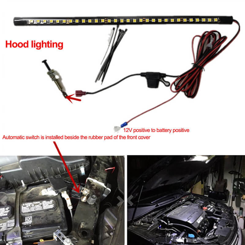 Under Hood Car LED Light Kits With Automatic On/Off Universal Fits Any Vehicle