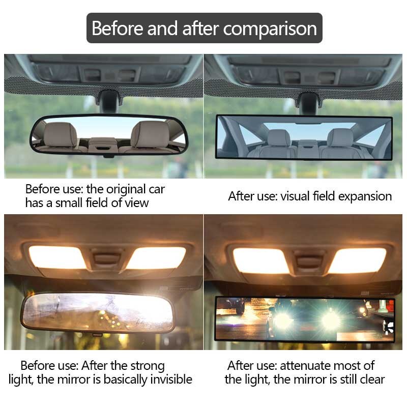 Car Rearview Mirror, Wide Angle Anti-Glare, Clip on Auto Rear View Mirror, HD Clear Convex Surface