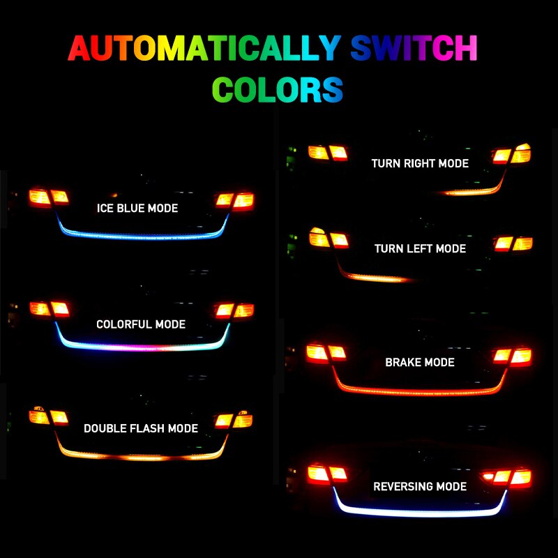 Car Tailgate LED Strip Light Flexible RGB Streamer Turning Signal Lights 150cm