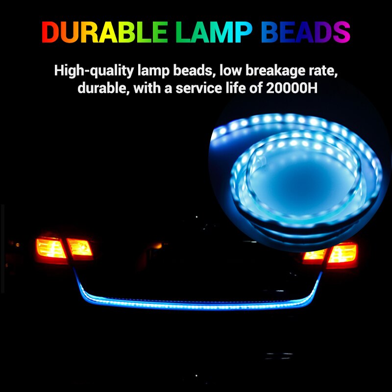 Car Tailgate LED Strip Light Flexible RGB Streamer Turning Signal Lights 150cm