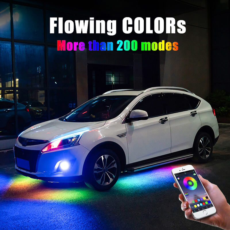 Car Underglow Neon LED Strip Lights APP/Remote Control Auto Underbody RGB Atmosphere Lamp