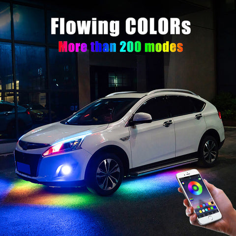 Car Underglow Neon LED Strip Lights APP/Remote Control Auto Underbody RGB Atmosphere Lamp