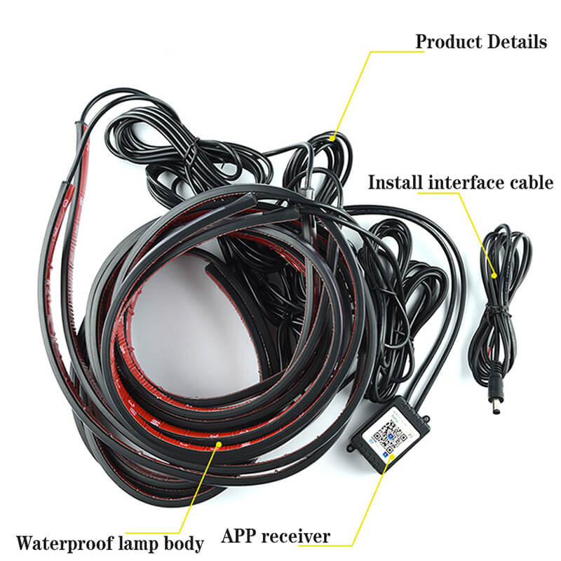 Car Underglow Neon LED Strip Lights APP/Remote Control Auto Underbody RGB Atmosphere Lamp